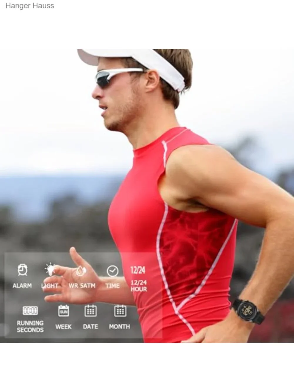Waterproof Digital Sports Watch for Men with Stopwatch Alarm LED Backlight